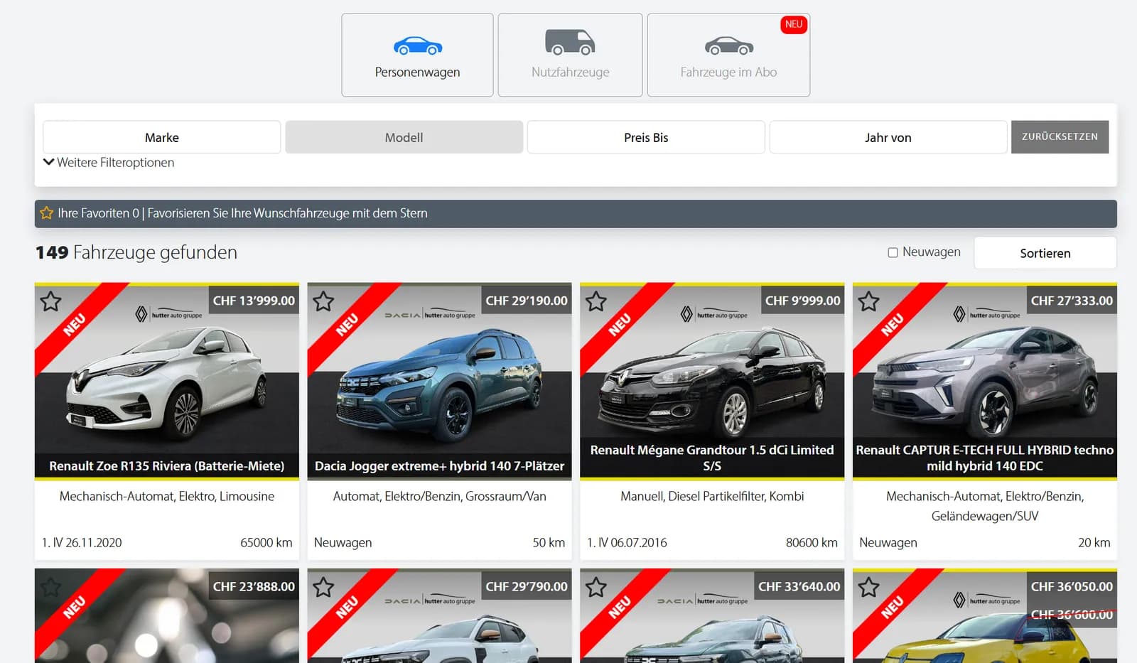 Hutter Auto Website – Screenshot